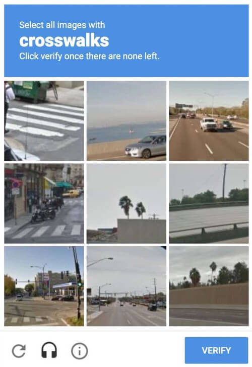 Example of a reCAPTCHA CAPTCHA