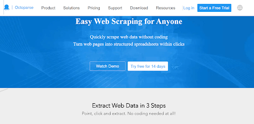 Octoparse homepage