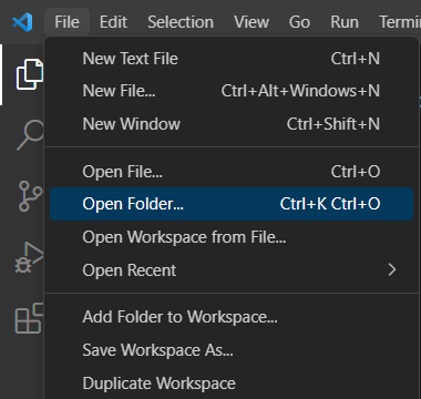 VS Code open folder